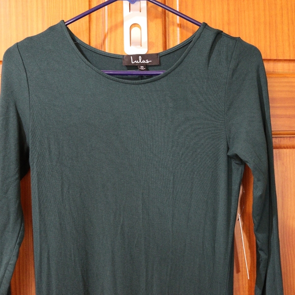 Lulu's Swept Away Forest Green Maxi Dress Knee High Slit Sexy Dress NWT Medium - Picture 10 of 14